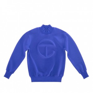 Telfar Embossed Mockneck Hoodie Blauw | NLOR3198