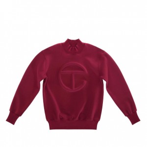 Telfar Embossed Mockneck Hoodie Bordeaux | NLUT3200