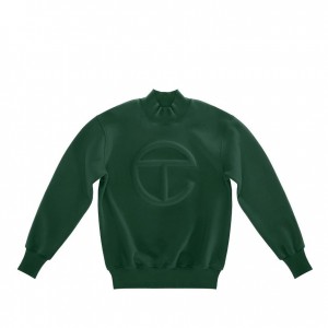 Telfar Embossed Mockneck Hoodie Donkerolijfgroen | NLEX3204