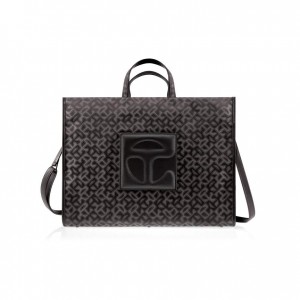 Telfar Monogram Large Jacquard Tassen Zwart | NLNB3550