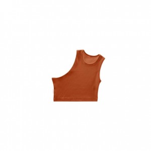 Telfar Rib Knits Cropped Half Tanktop Bruin | NLXF3450