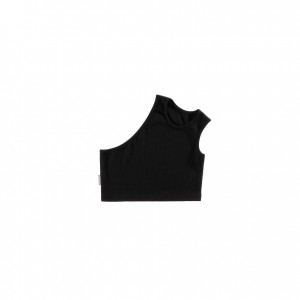 Telfar Rib Knits Cropped Half Tanktop Zwart | NLAP3434