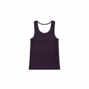 Telfar Rib Knits Halter Tanktop Zwart Paars | NLAP3461