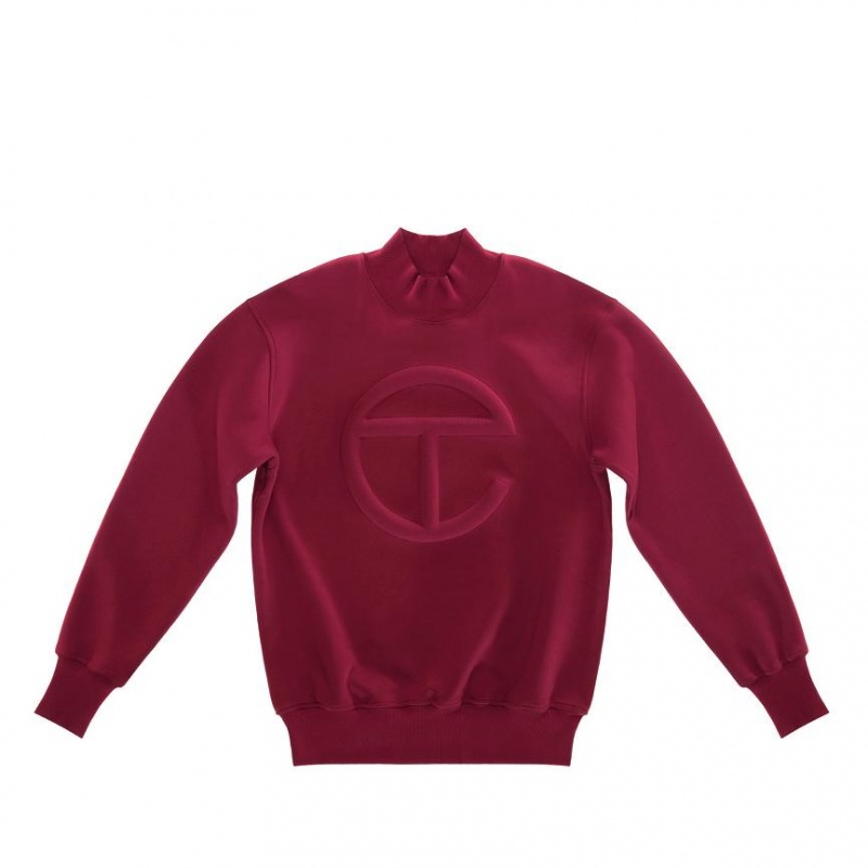 Telfar Embossed Mockneck Hoodie Bordeaux | NLUT3200