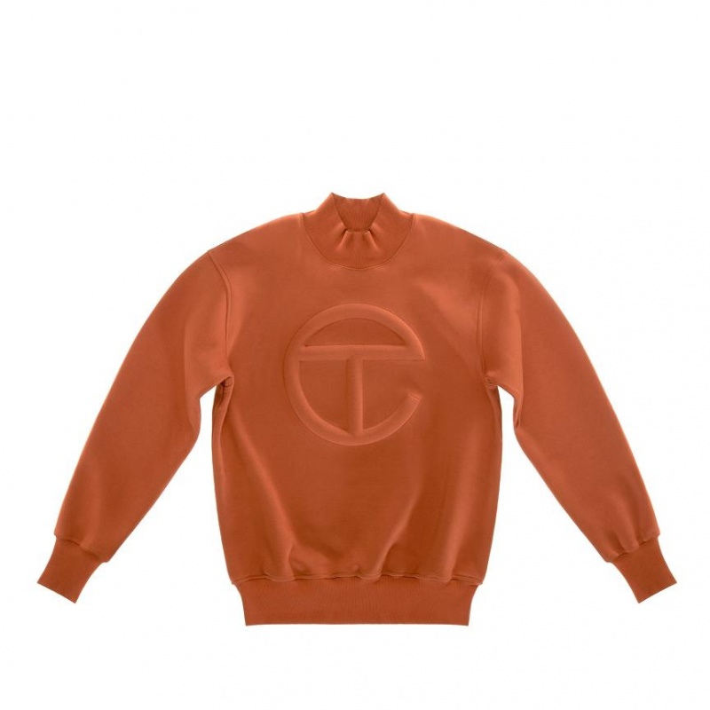 Telfar Embossed Mockneck Hoodie Bruin | NLGL3192