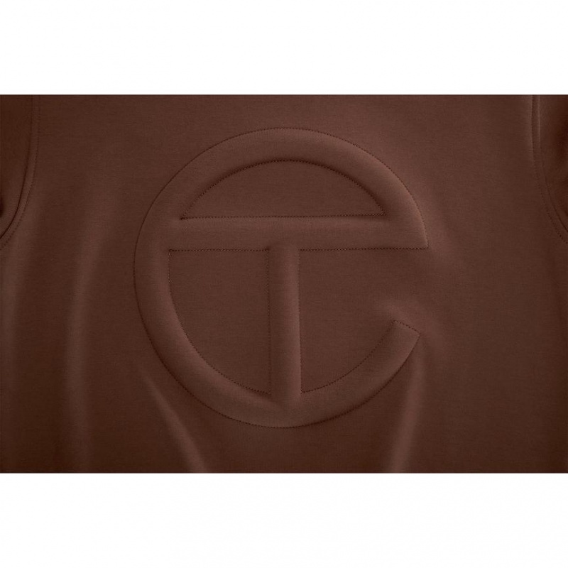 Telfar Embossed Mockneck Hoodie Chocola | NLHK3190