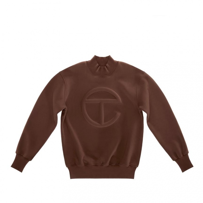 Telfar Embossed Mockneck Hoodie Chocola | NLHK3190