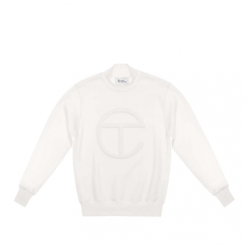 Telfar Embossed Mockneck Hoodie Wit | NLDN3194