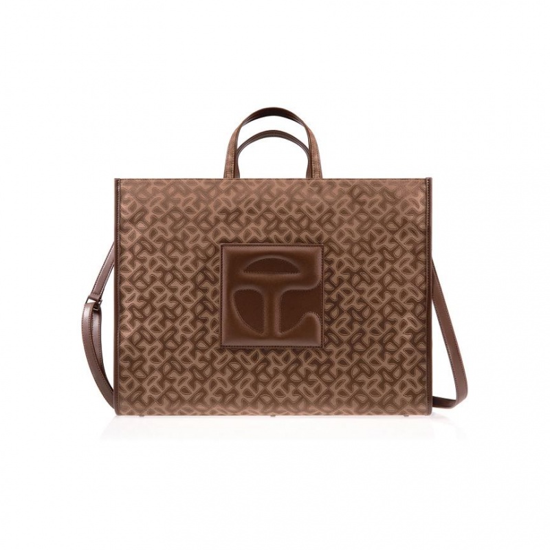 Telfar Monogram Large Jacquard Tassen Bruin | NLWY3547