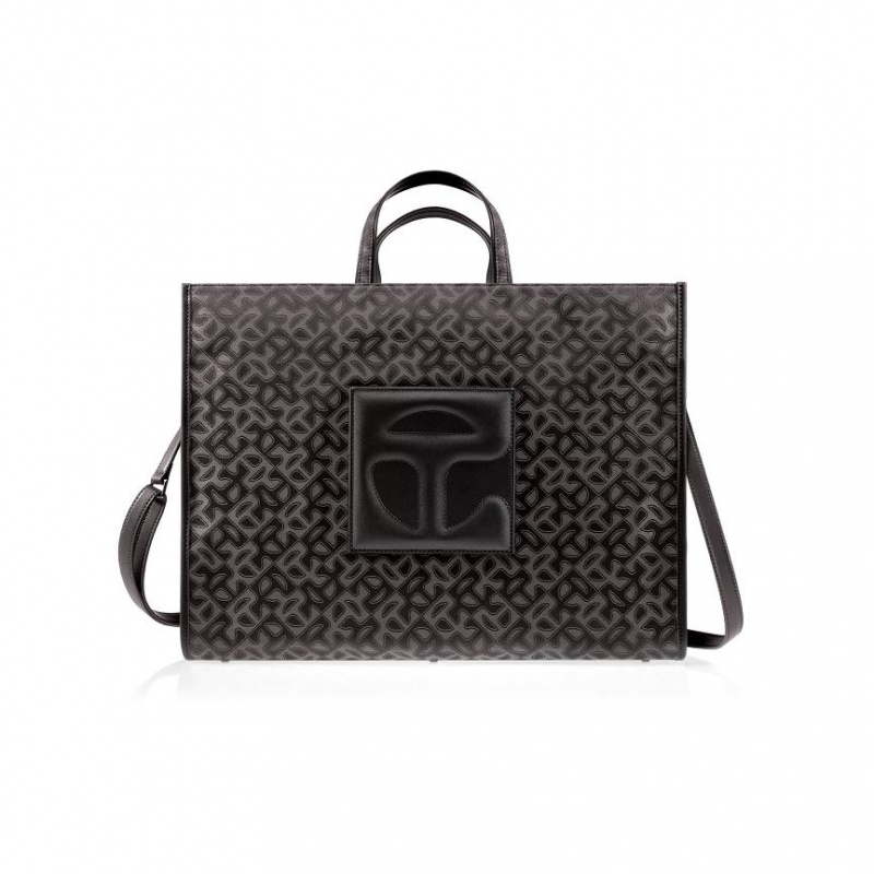 Telfar Monogram Large Jacquard Tassen Zwart | NLNB3550