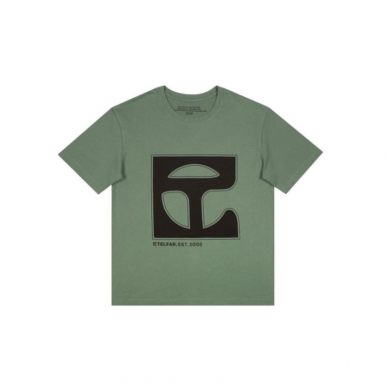 Telfar Monogram- Olive T-shirts Groen | NLVD3396