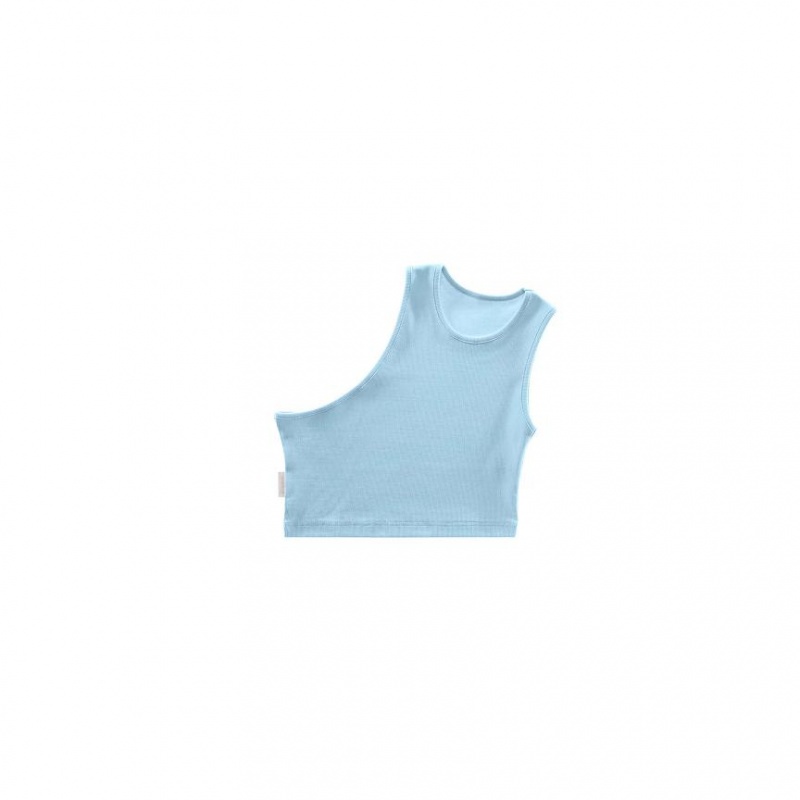 Telfar Rib Knits Cropped Half Tanktop Blauw | NLNB3498