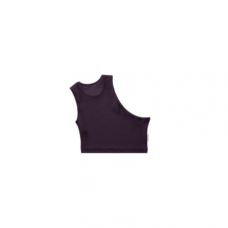 Telfar Rib Knits Cropped Half Tanktop Zwart Paars | NLFM3458