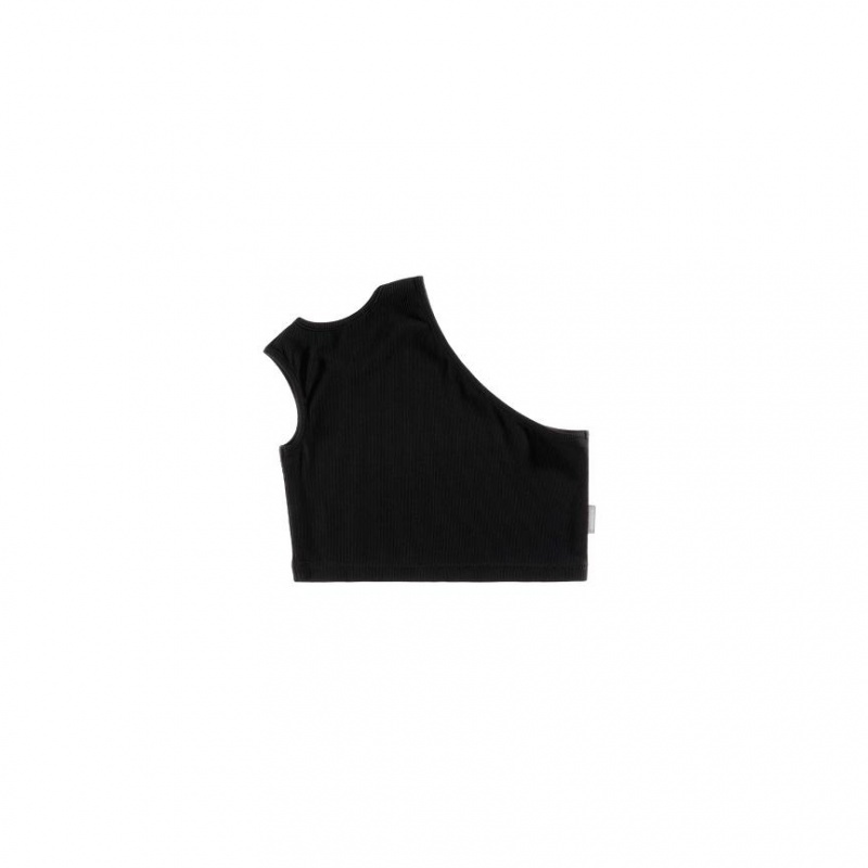 Telfar Rib Knits Cropped Half Tanktop Zwart | NLAP3434