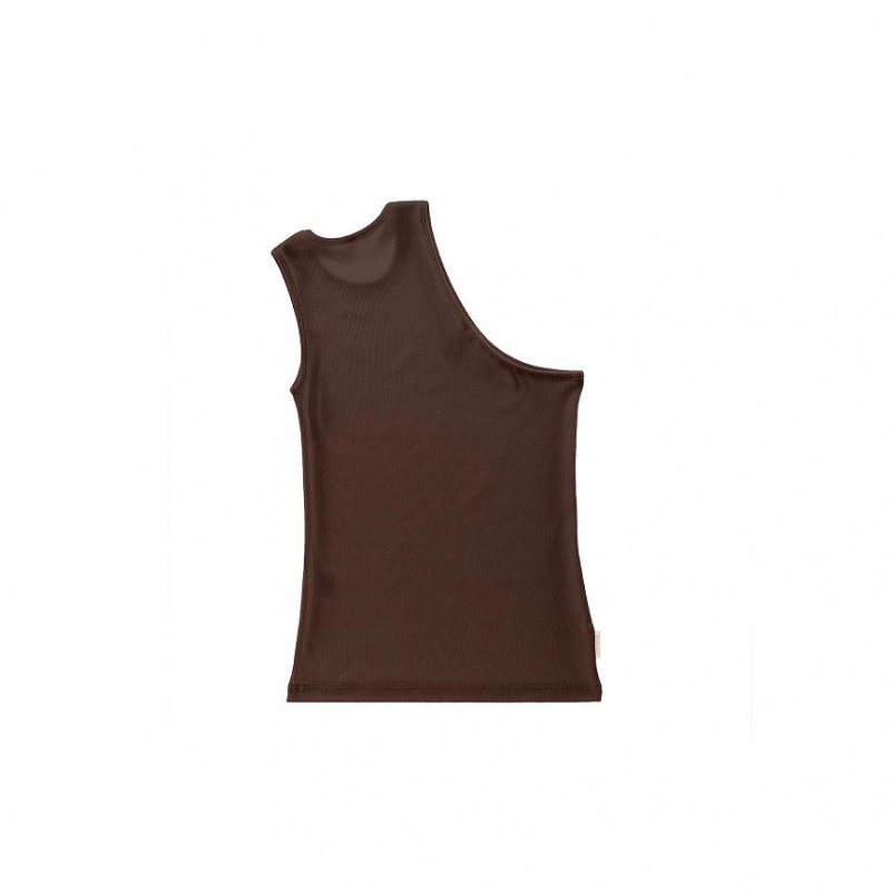 Telfar Rib Knits Half Tanktop Chocola | NLHK3455