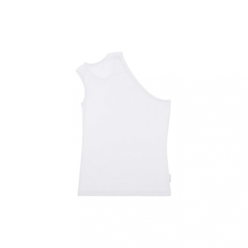 Telfar Rib Knits Half Tanktop Wit | NLWY3443