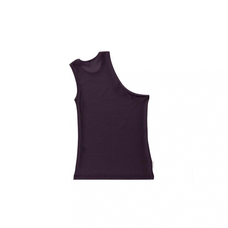 Telfar Rib Knits Half Tanktop Zwart Paars | NLDN3459