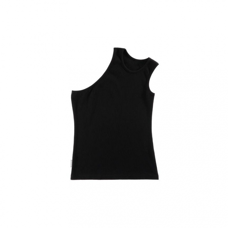 Telfar Rib Knits Half Tanktop Zwart | NLPQ3435