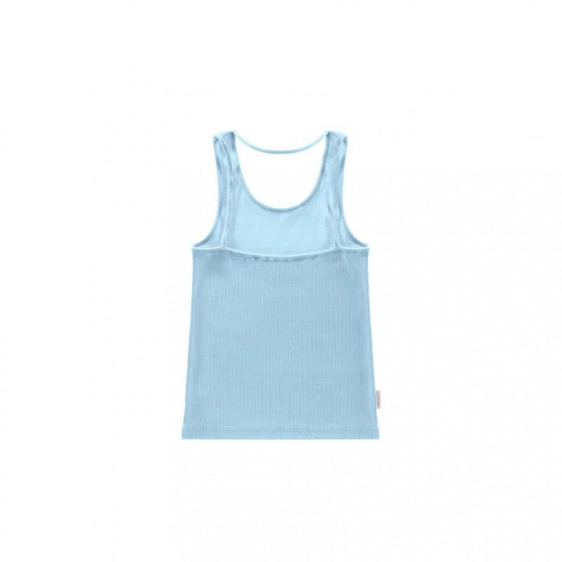 Telfar Rib Knits Halter Tanktop Blauw | NLCE3501