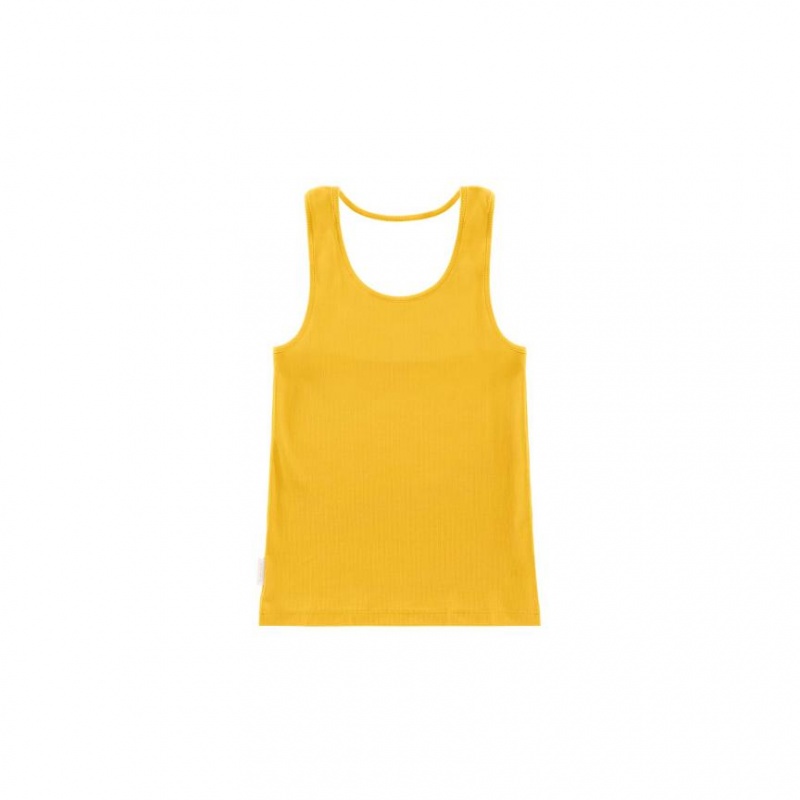 Telfar Rib Knits Halter Tanktop Geel | NLDN3477