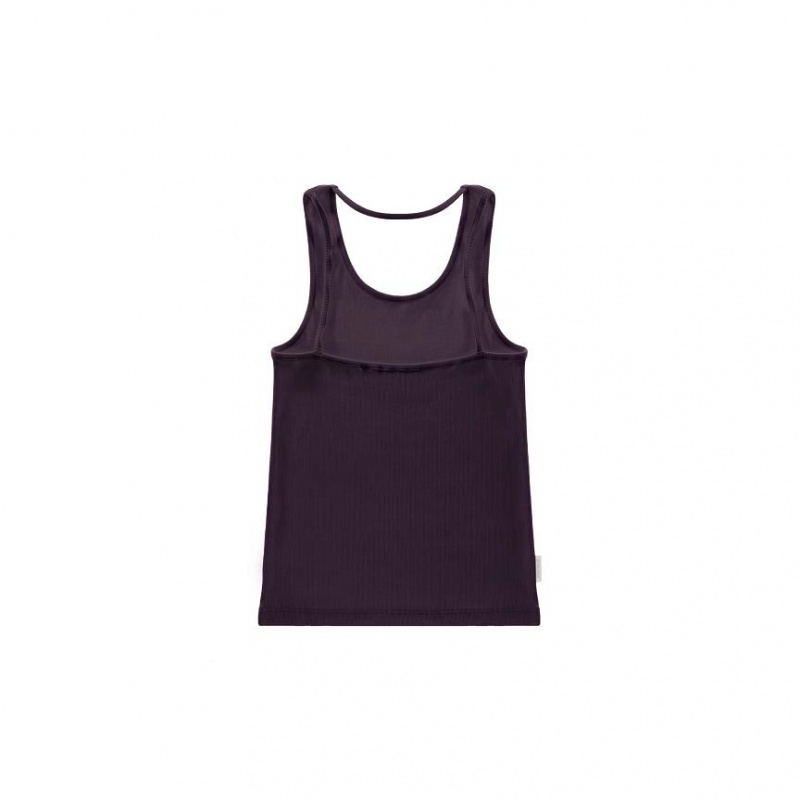 Telfar Rib Knits Halter Tanktop Zwart Paars | NLAP3461