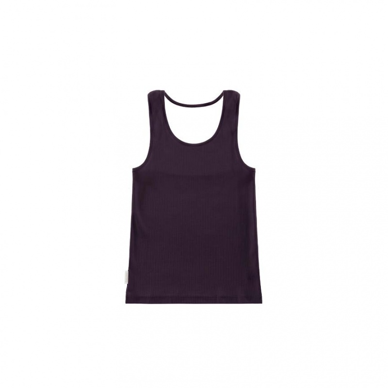 Telfar Rib Knits Halter Tanktop Zwart Paars | NLAP3461