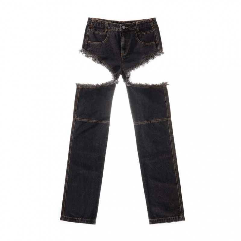 Telfar Thigh-Hole Denim Jeans Zwart | NLWY3276