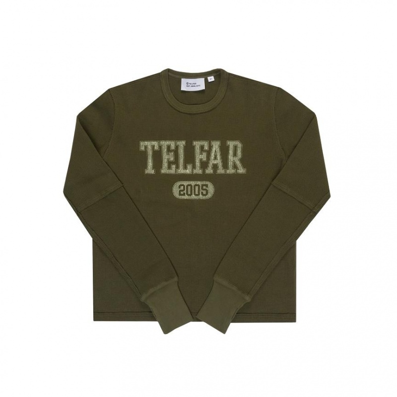 Telfar Thumbhole Thermal T-shirts Olijfgroen | NLXF3398