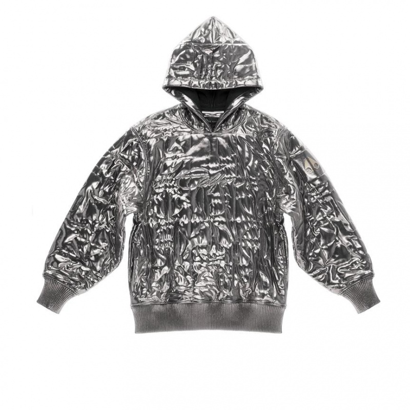 Telfar x Moose Knuckles Gewatteerd Hoodie Zilver | NLSO3239